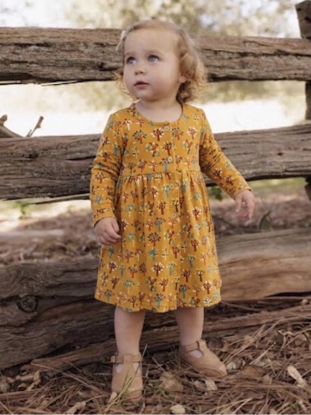 Zutano Mustard Fall Floral Long Sleeve Dress 6-12m Autumn Halloween Seasonal